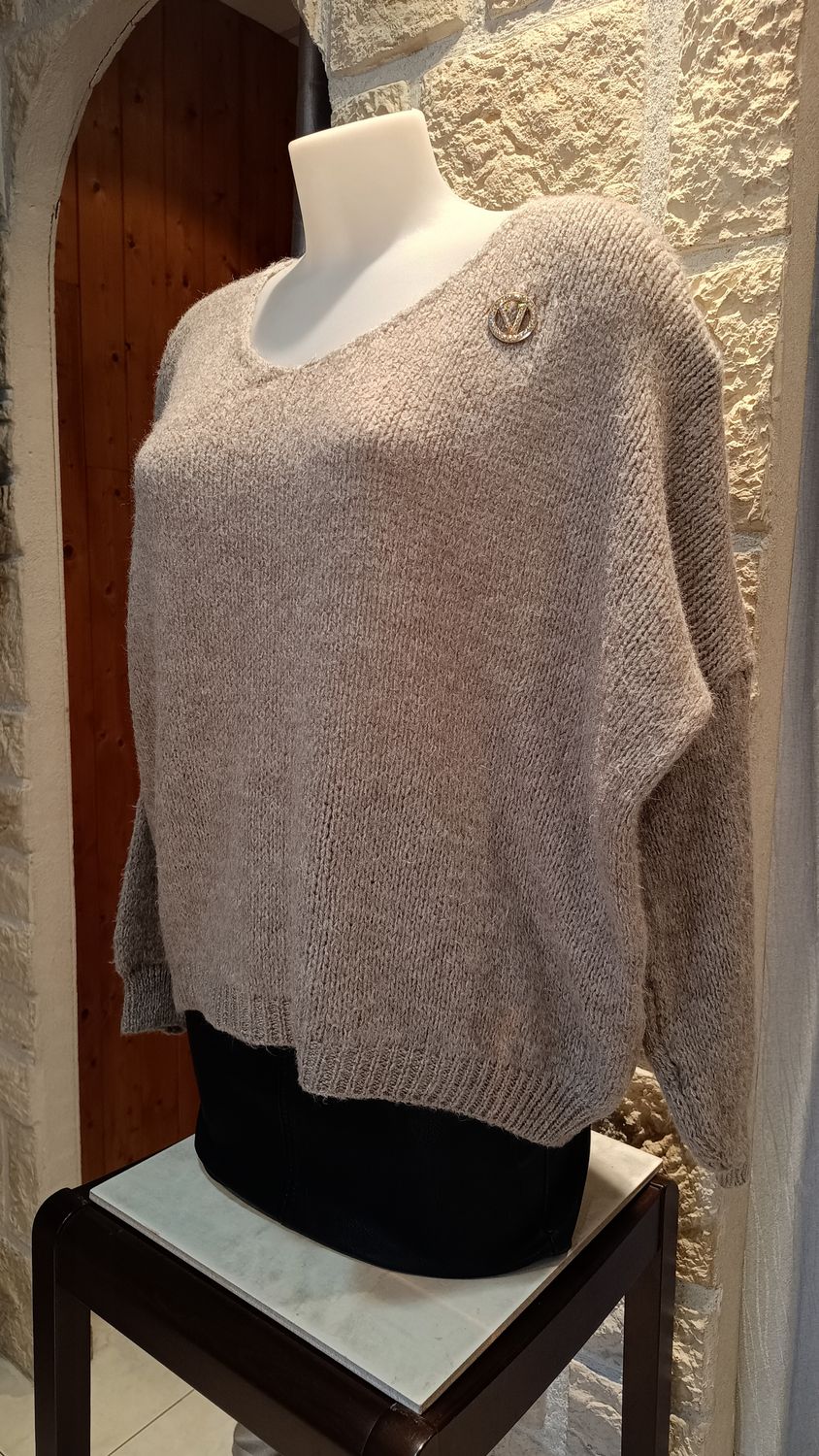 Pull oversize taupe 