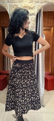Jupe pull imprimé animalier noir