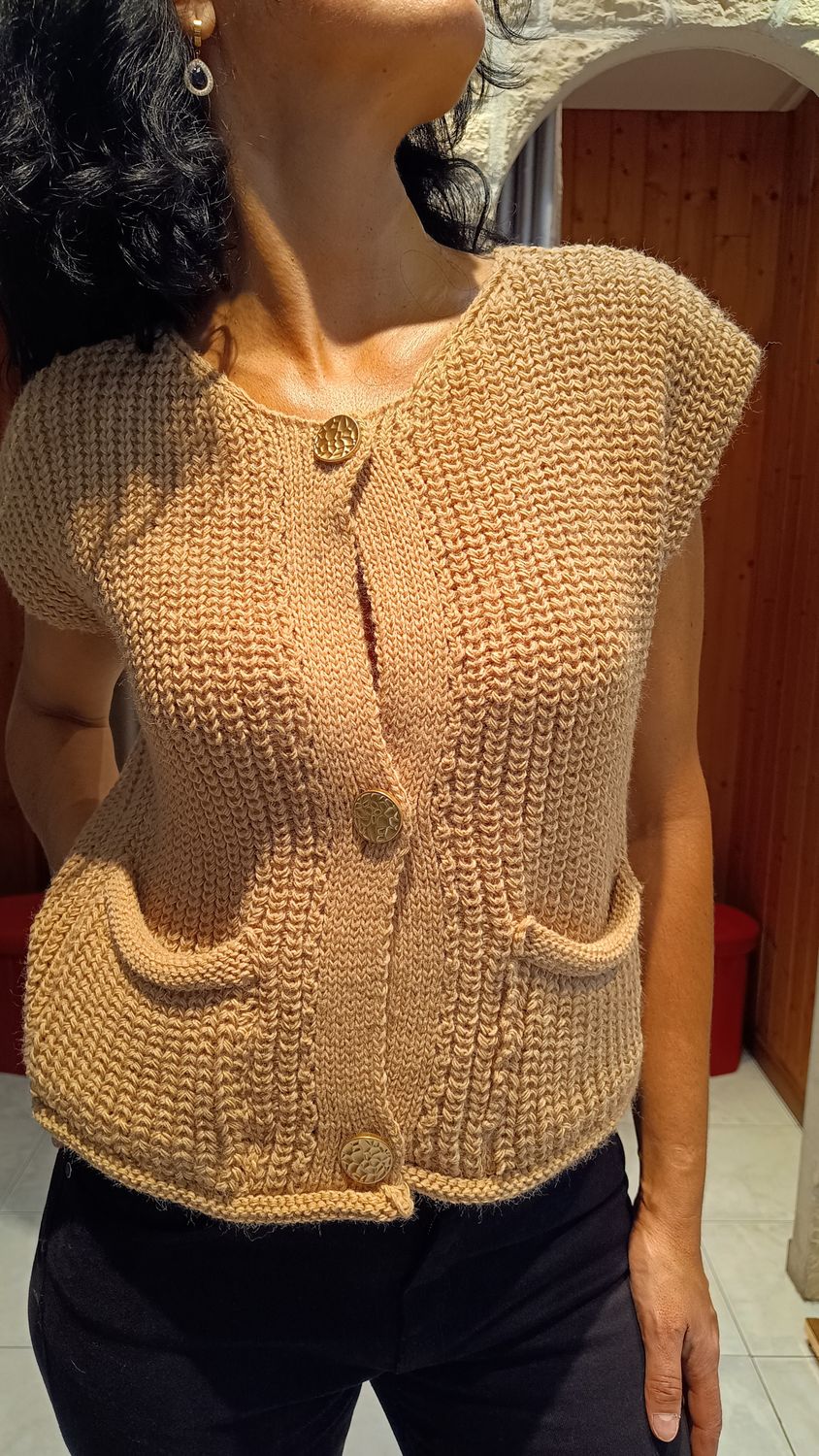 Gilet maille camel 