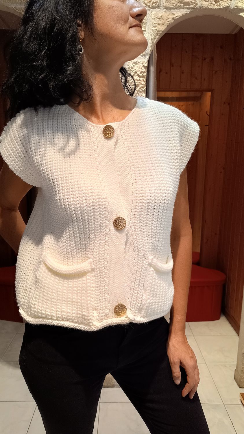 Gilet maille blanc 