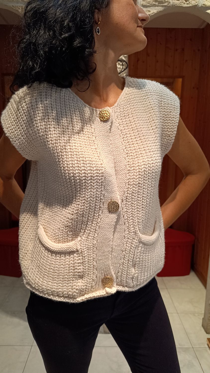 Gilet maille beige 