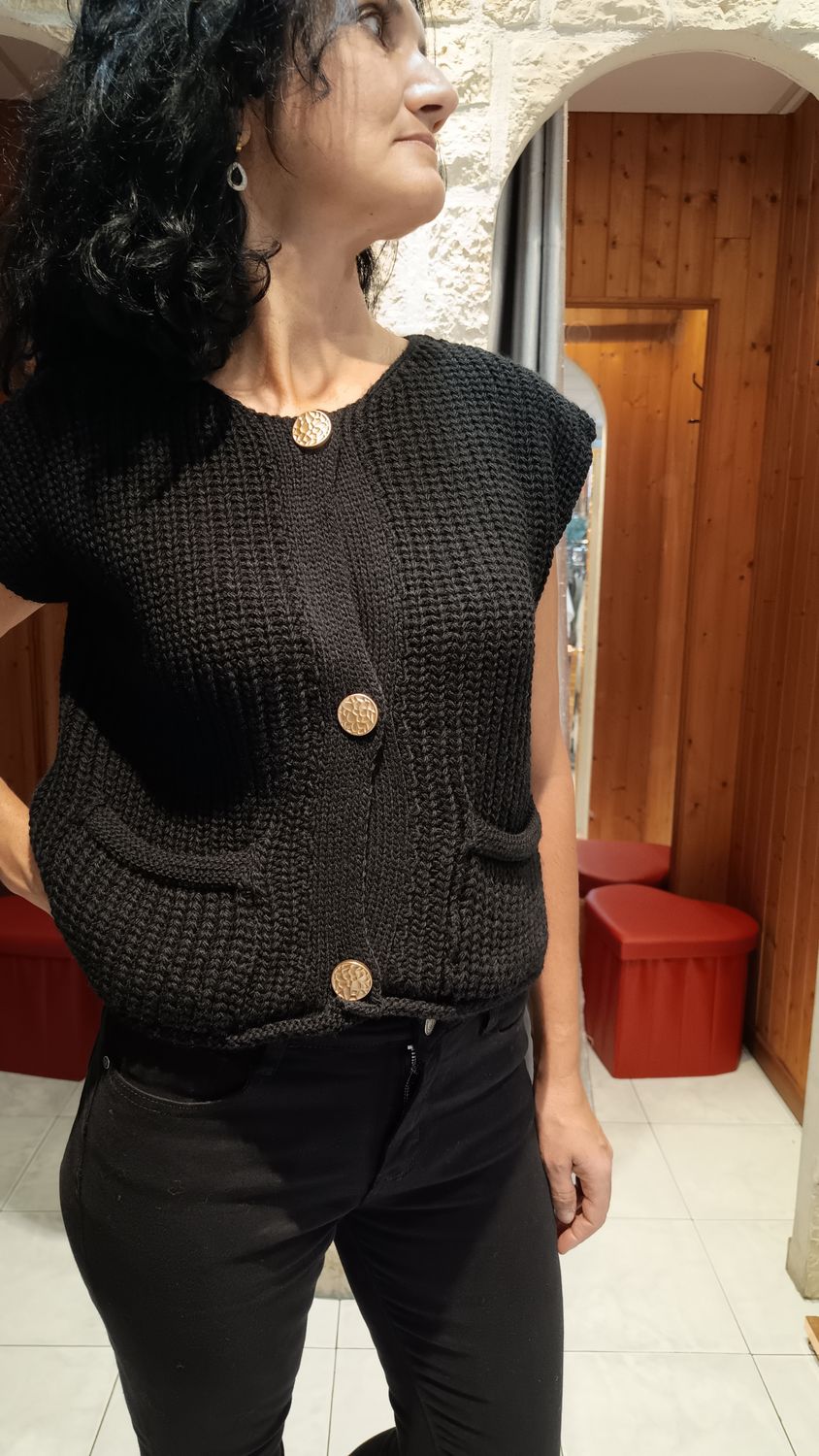 Gilet maille noir 