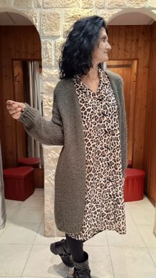 Gilet long kaki