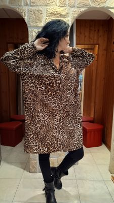Robe chemise imprimée léopard
