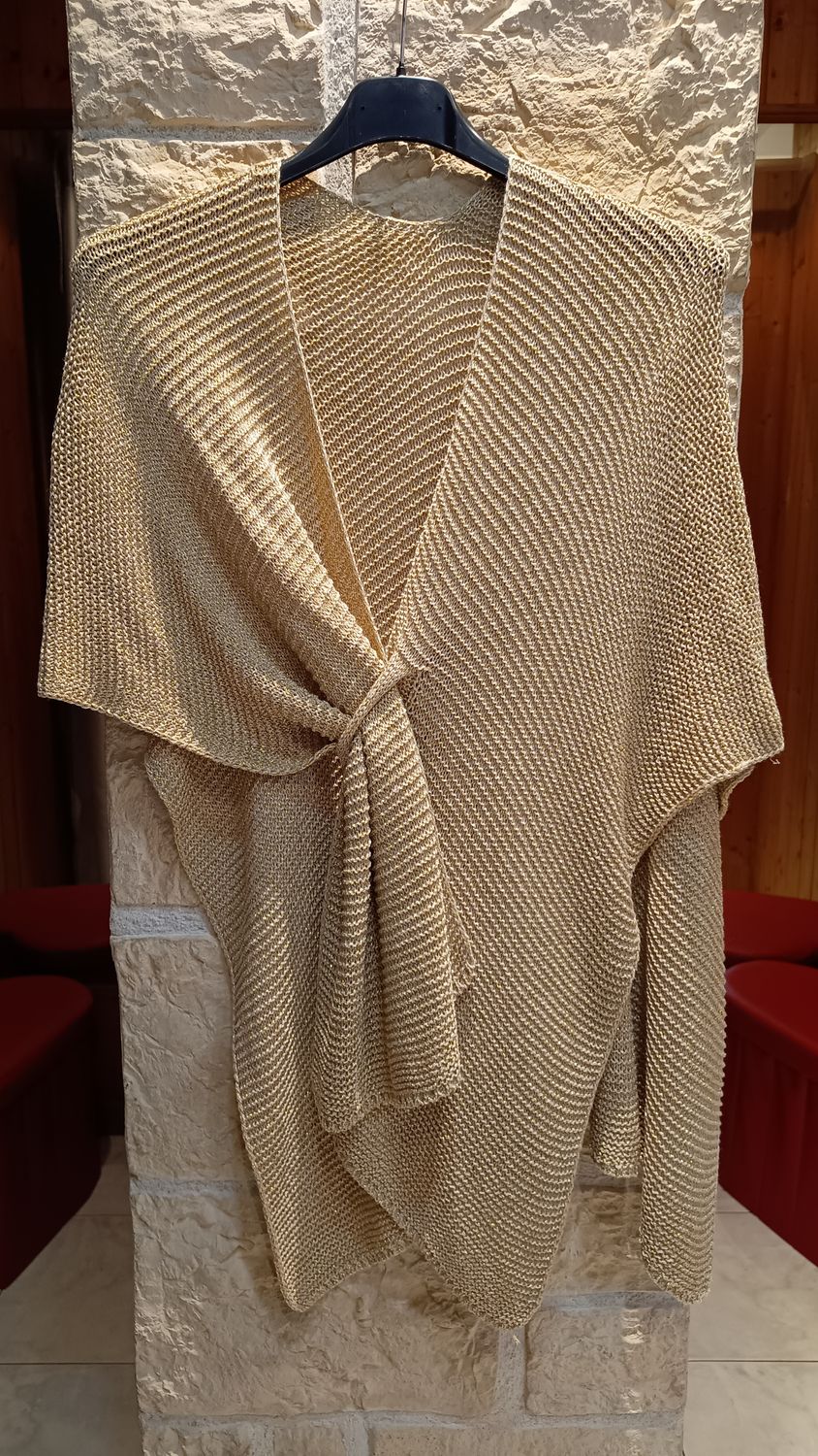 Poncho maille lurex doré