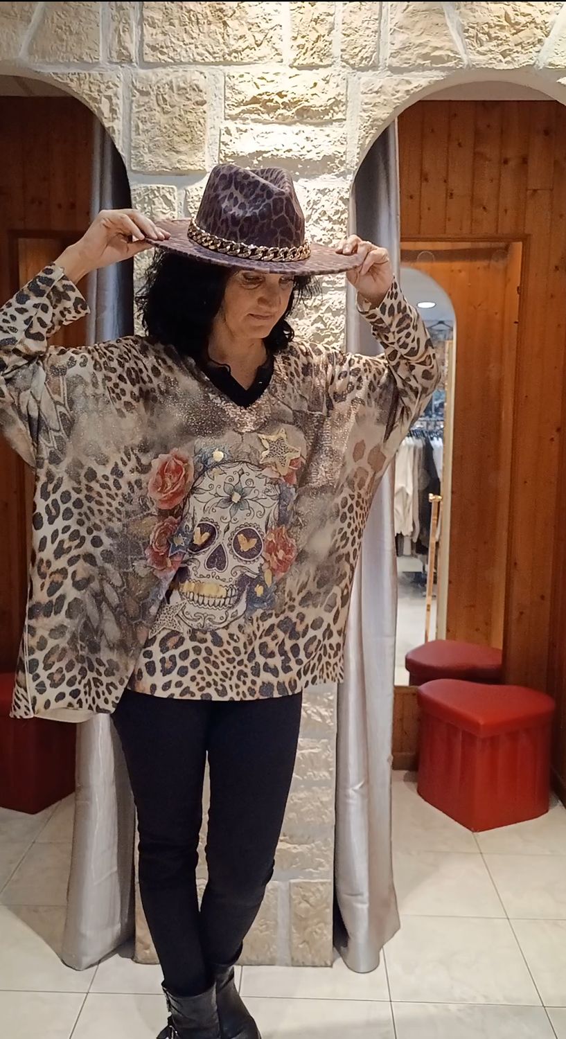Haut oversize Tête marron