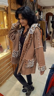 Veste fourrure réversible Léo camel