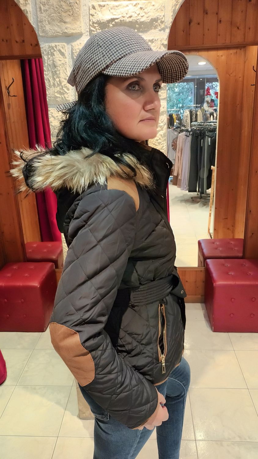 Veste matelassée capuche noir