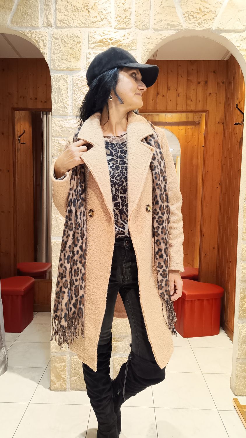 Manteau bouclette camel 