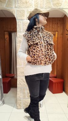 Gilet court Léopard zippé