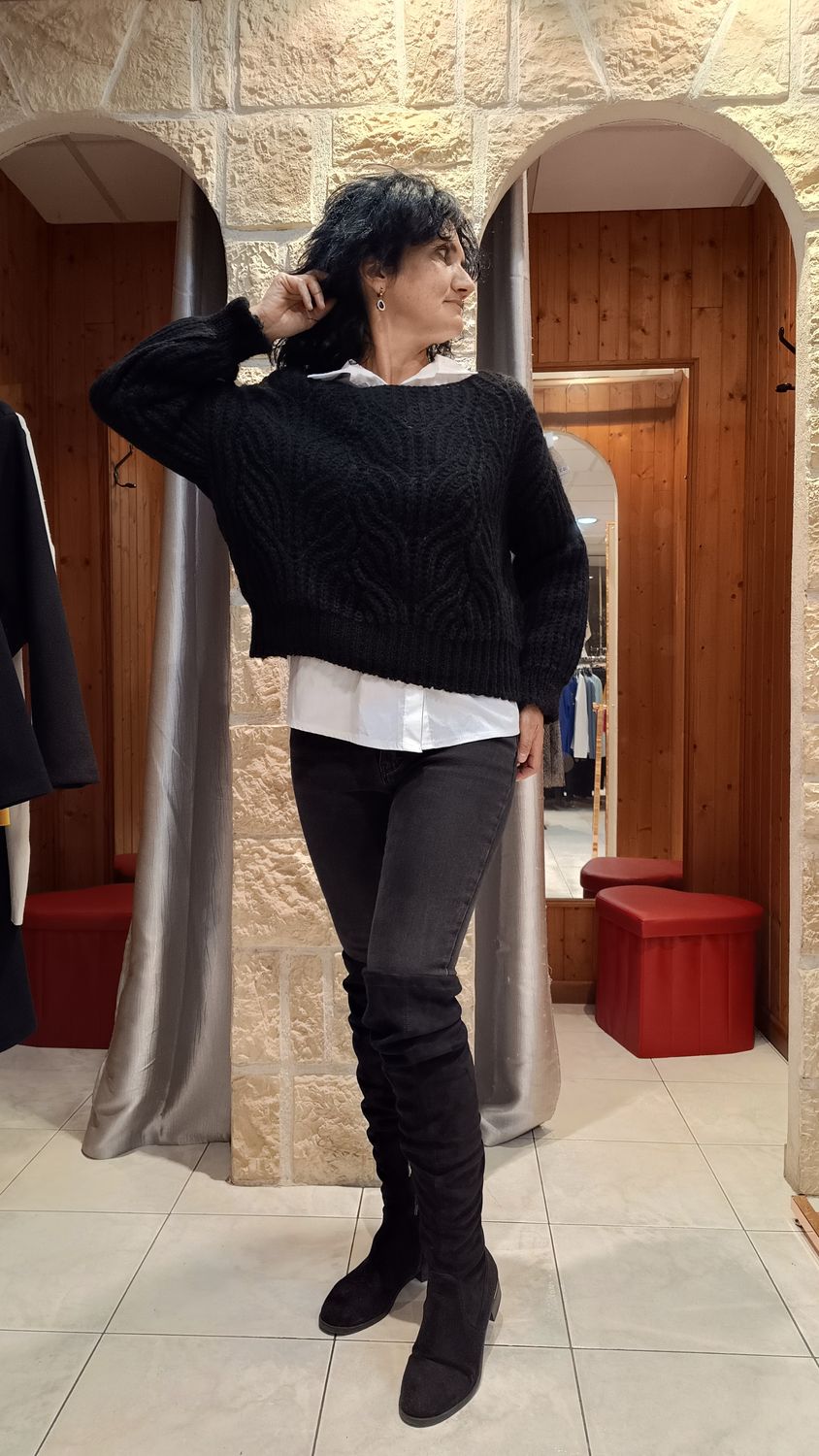 Pull Debora ajouré noir