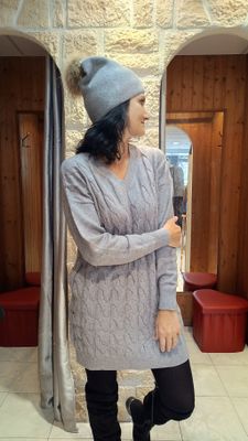 Robe pull torsades  gris 