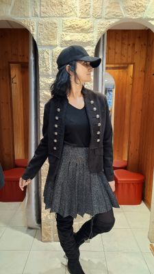 Jupe plissée brillante noir argenté 