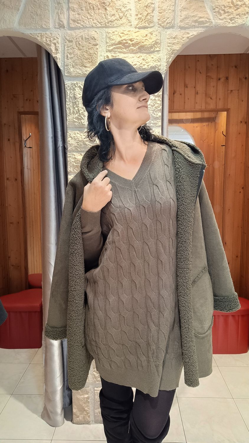 Robe pull torsades  kaki