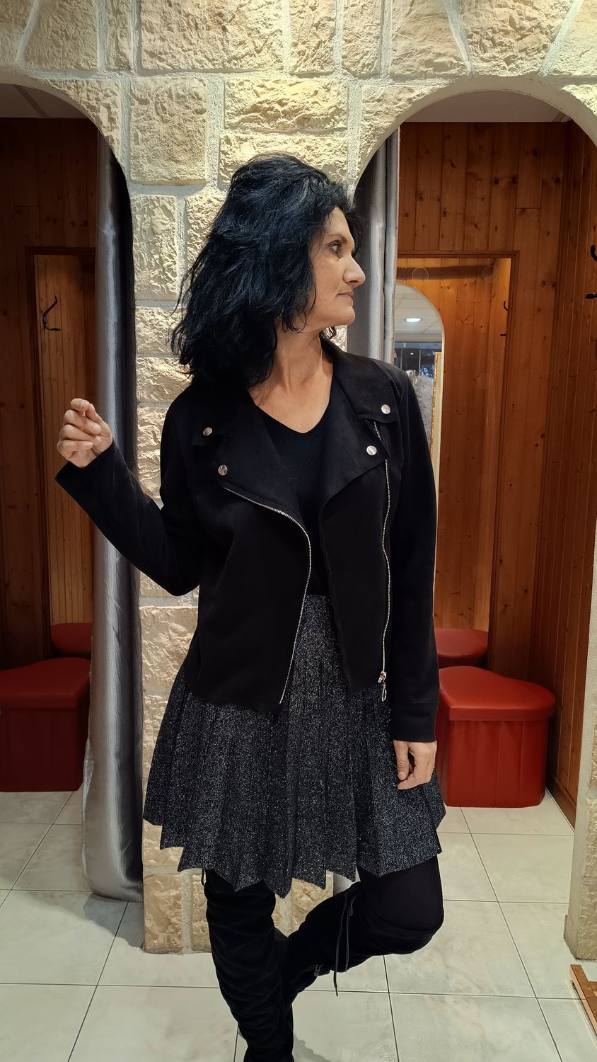 Veste perfecto suédine noir