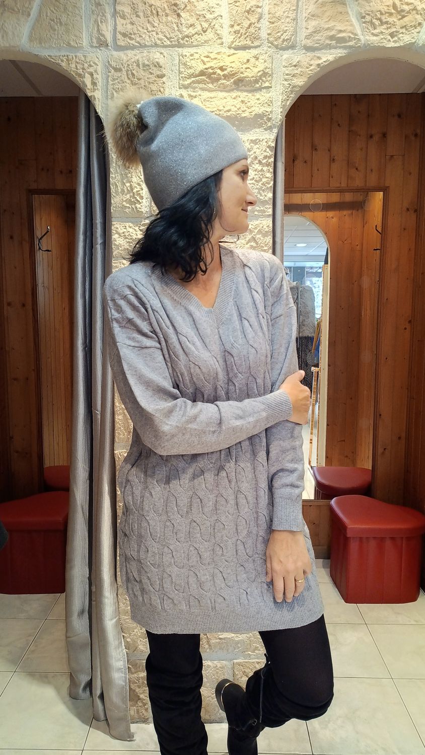 Bonnet pailleté étoiles gris argenté 