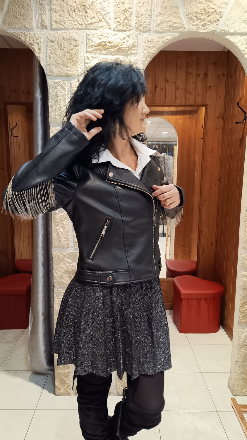 Perfecto franges noir