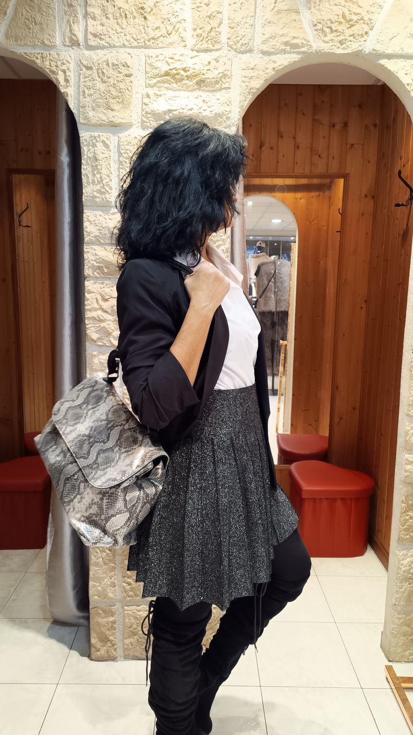 Sac à main imprimé gris
