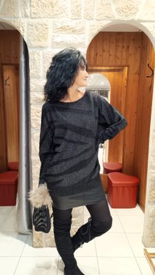Pull tunique brillant noir 