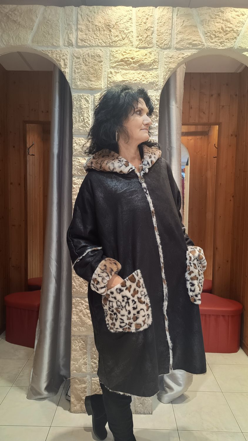 Manteau fourrure Léo noir