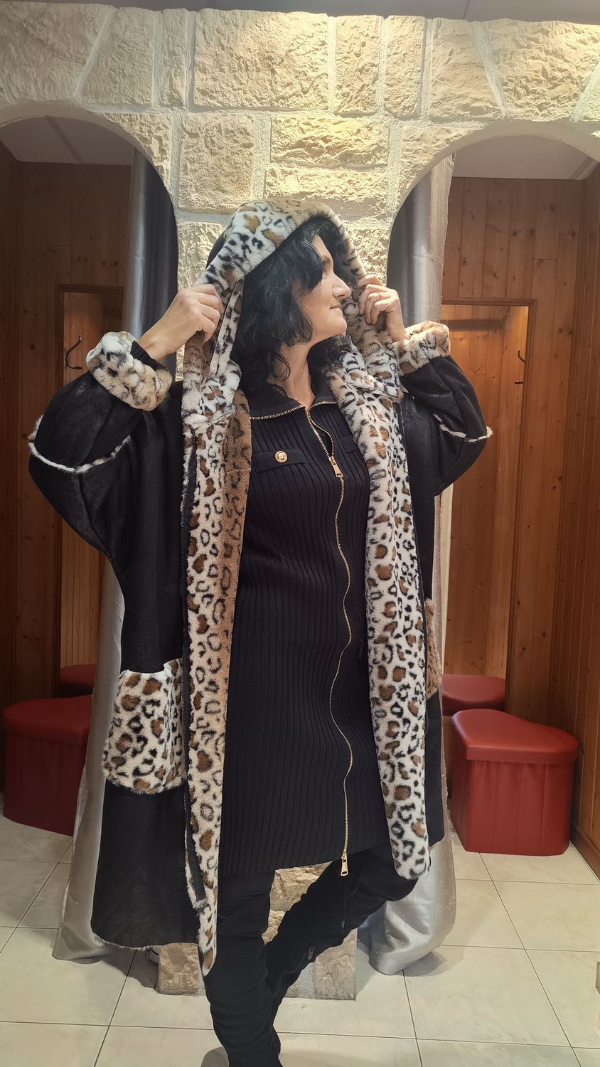 Manteau fourrure Léo noir