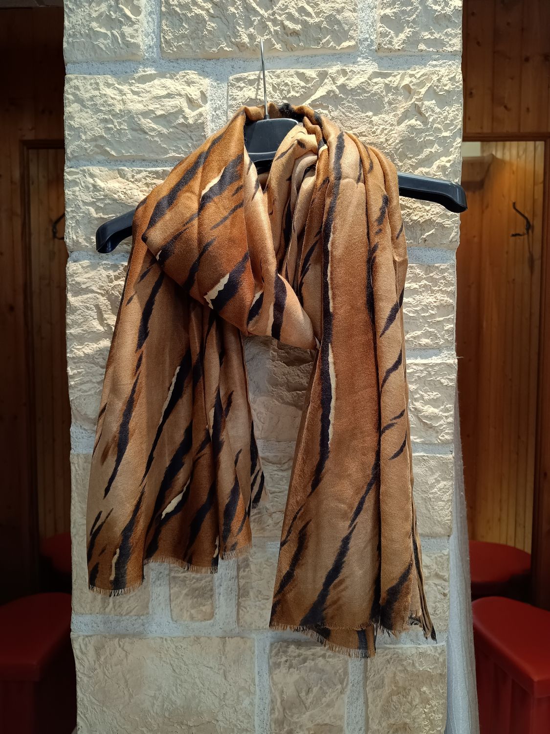 Foulard imprimé Zèbre camel