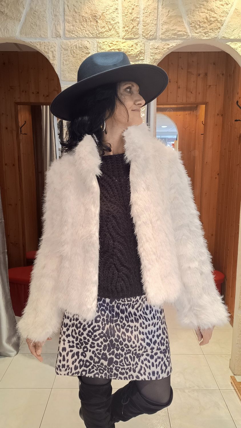Veste fourrure synthétique blanc