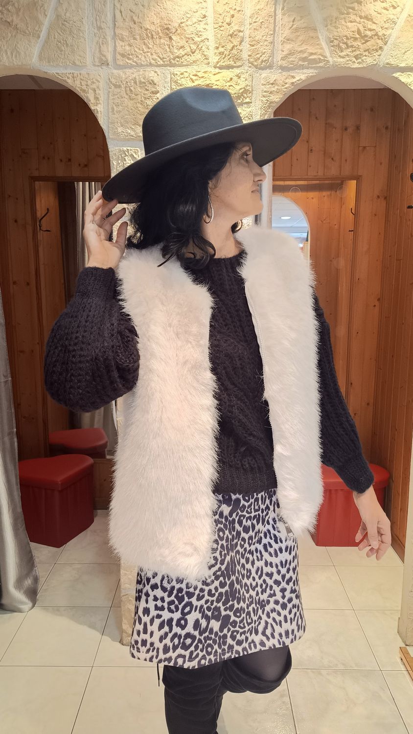 Gilet fourrure beige 