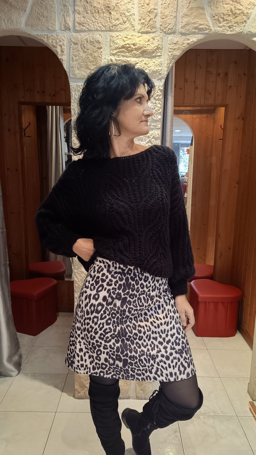 Jupe mini panthère noir et blanc