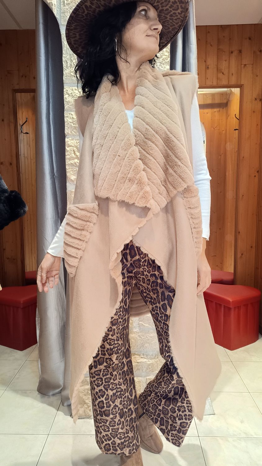 Veste réversible beige rosé