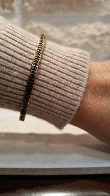 Bracelet jonc gravures noir