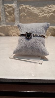 Bracelet Coeur émeraude argenté