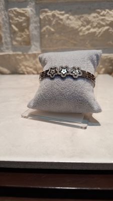 Bracelet Flowers strass argenté