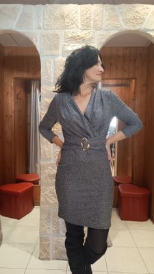 Robe pailleté cache coeur gris argenté