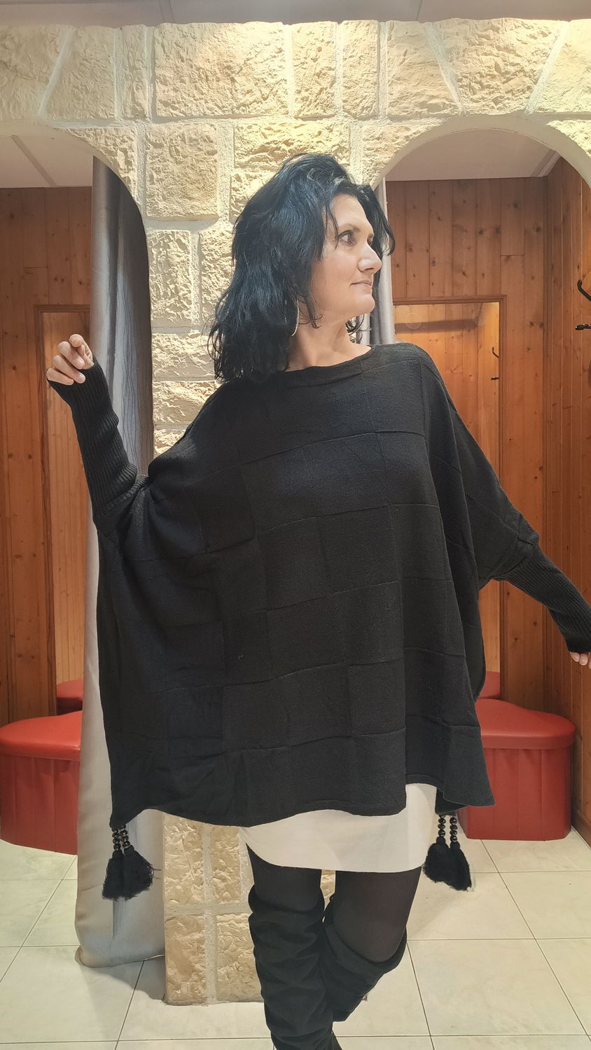 Poncho Damier noir