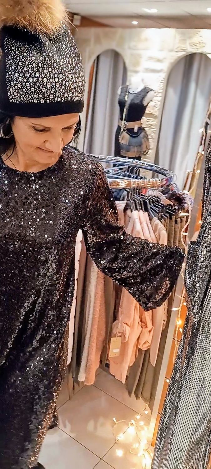 Robe fête sequins noir