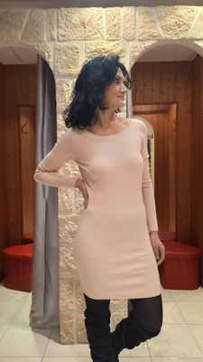 Robe pull moulante rose poudré