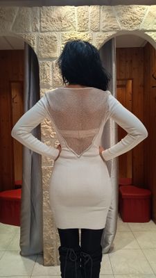 Robe pull moulante blanc