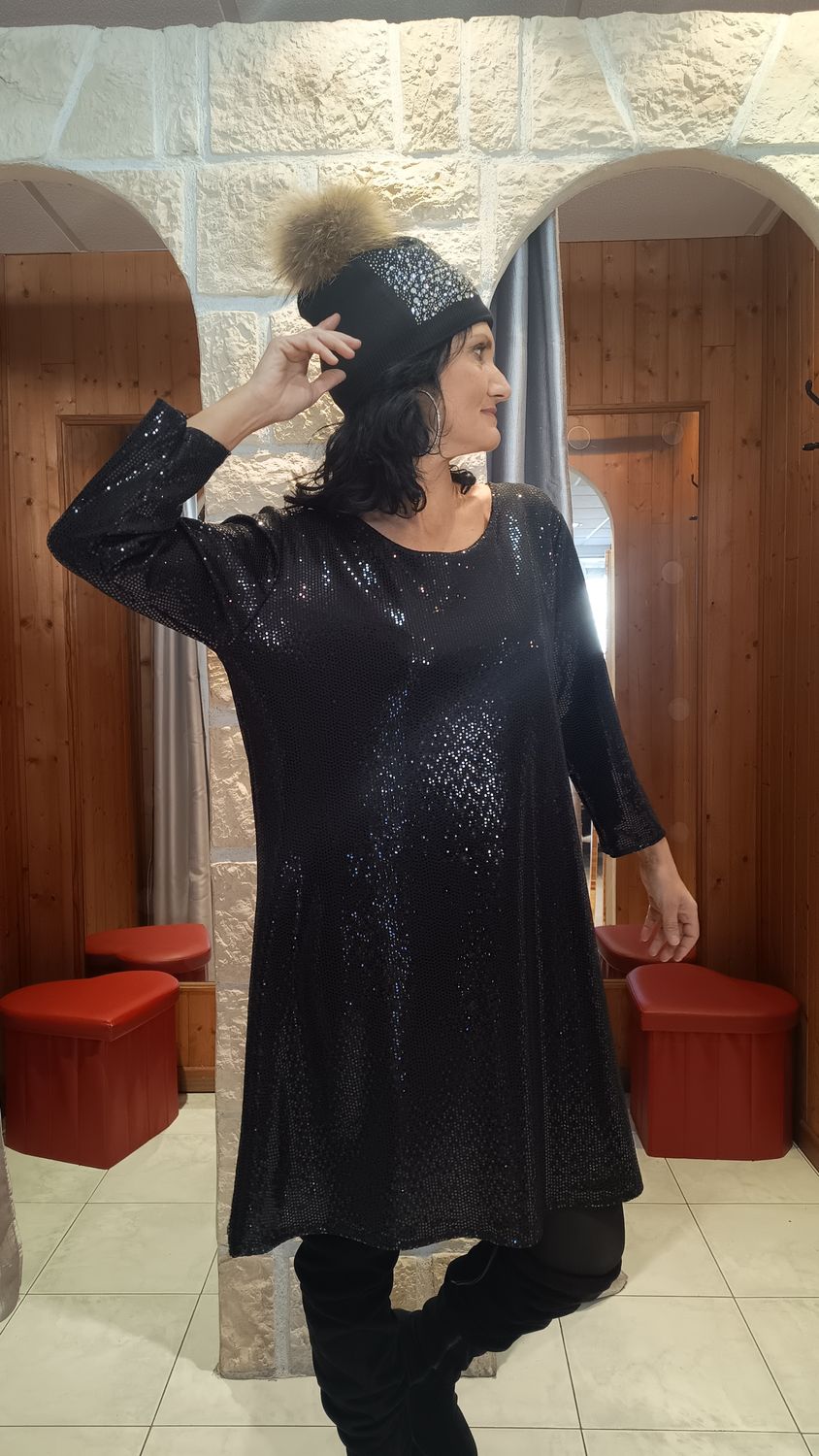 Robe soirée paillettes noir