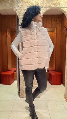Veste fausse fourrure beige grande taille