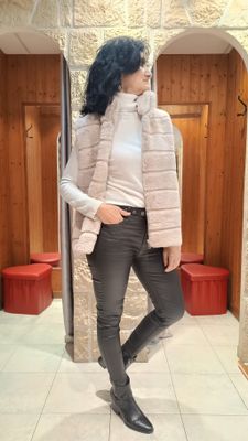 Veste fausse fourrure beige grande taille 