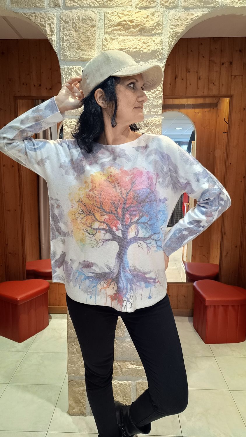 Pull Arbre de vie blanc 