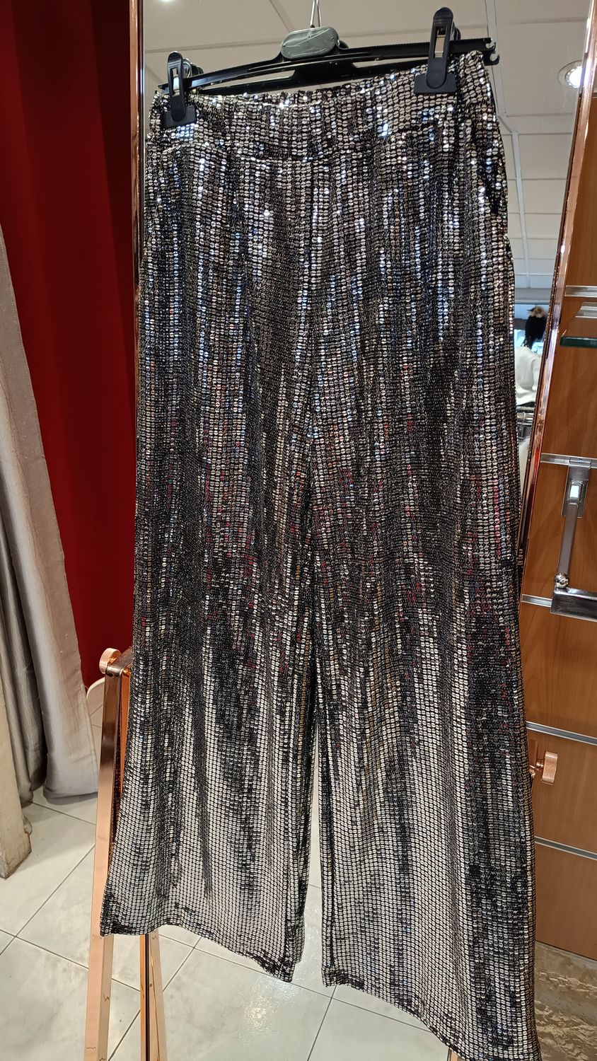 Pantalon disco argenté 