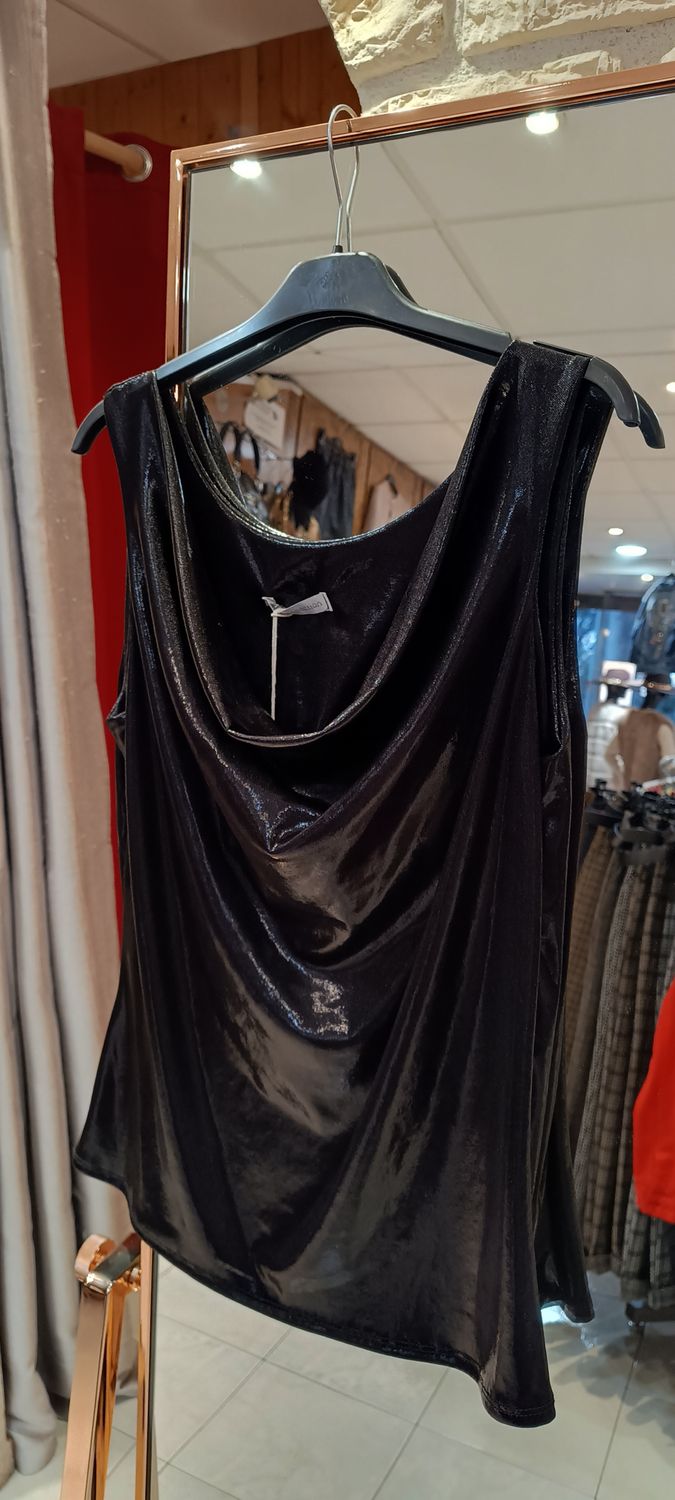 Top métallisé noir
