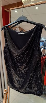 Top paillettes noir