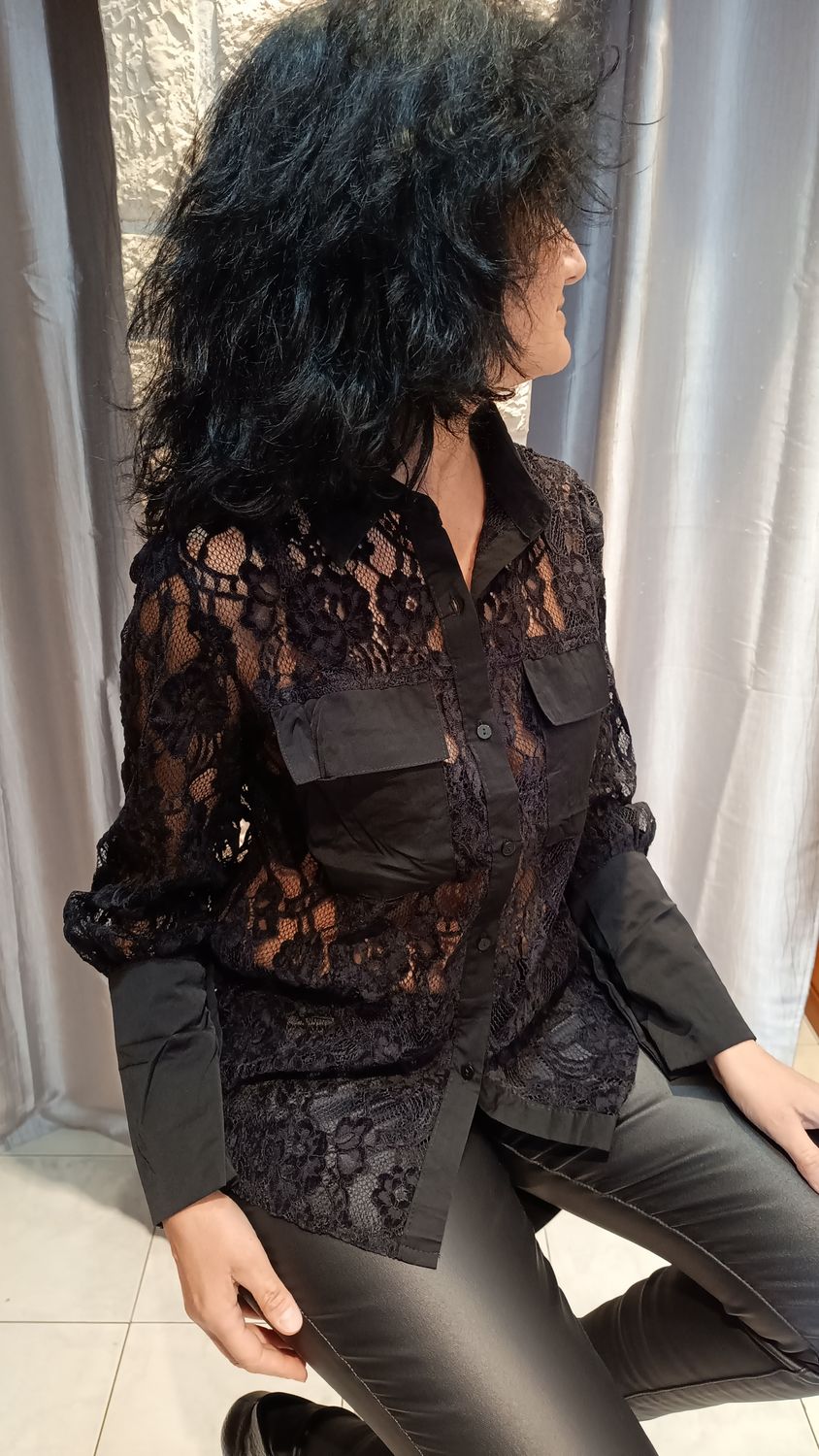 Chemise dentelle Battito noir Chemise dentelle Battito noir