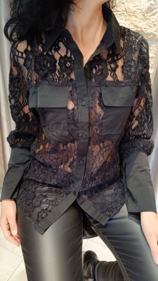 Chemise dentelle Battito noir