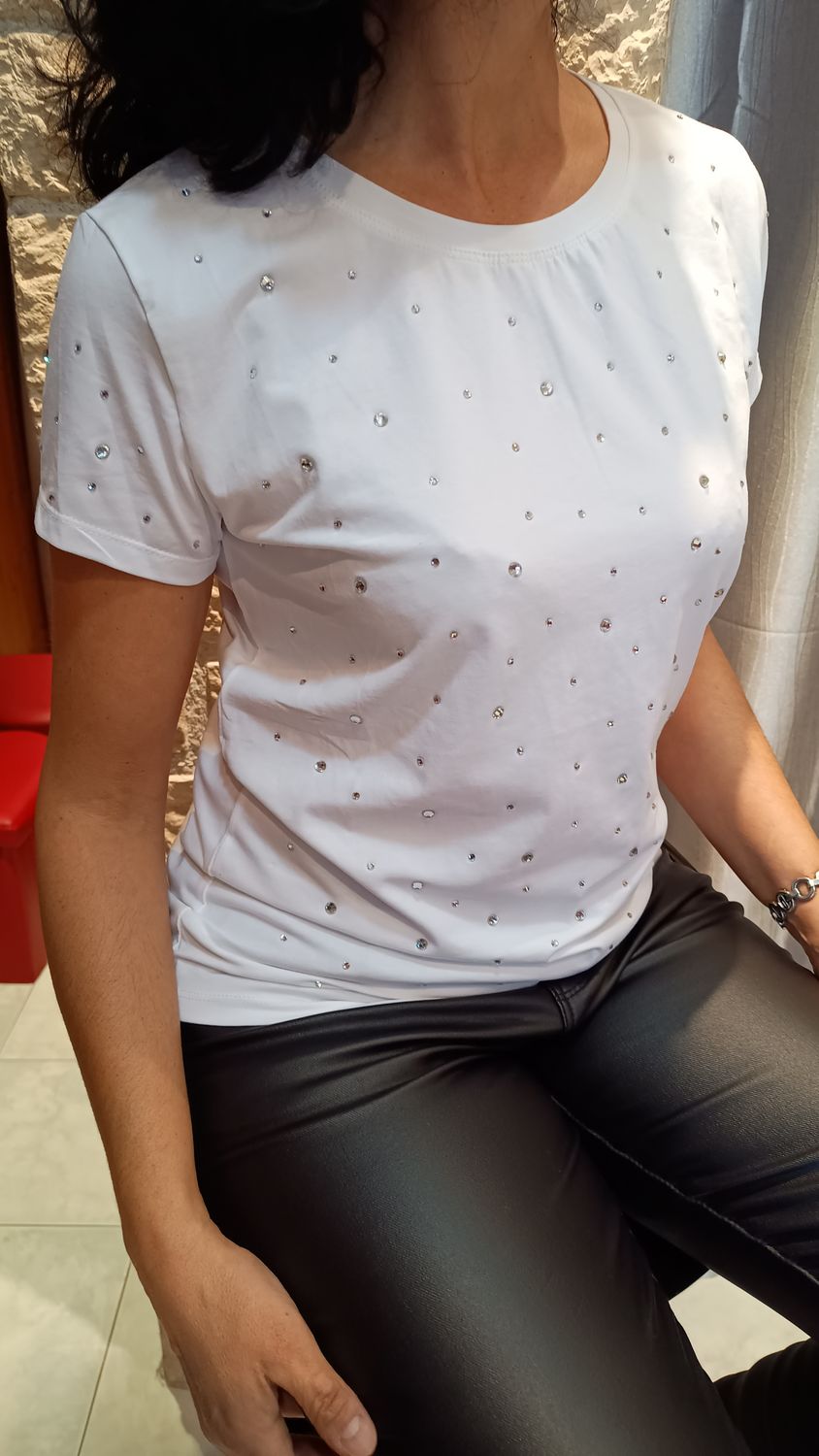 T-shirt strass blanc