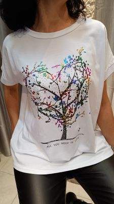 T-shirt Arbre coeur blanc 