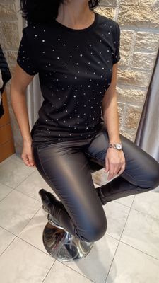 T-shirt strass noir